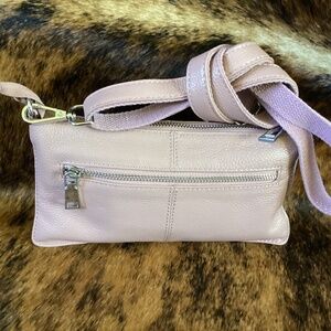Lecxci Dusty Rose Pebbled Leather Crossbody Handbag